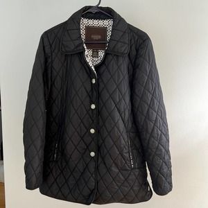 Coach Signature C Quilted Riding Jacket Black Size Small Button Front